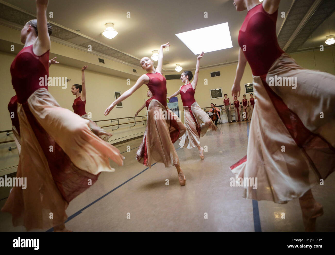 Vancouver, Canada. 30th May, 2017. Dancers from Goh Ballet Academy practice during the final rehearsal for the upcoming end-of-year performance 'The Four Seasons & More' in Vancouver, Canada, May 30, 2017. Credit: Liang Sen/Xinhua/Alamy Live News Stock Photo