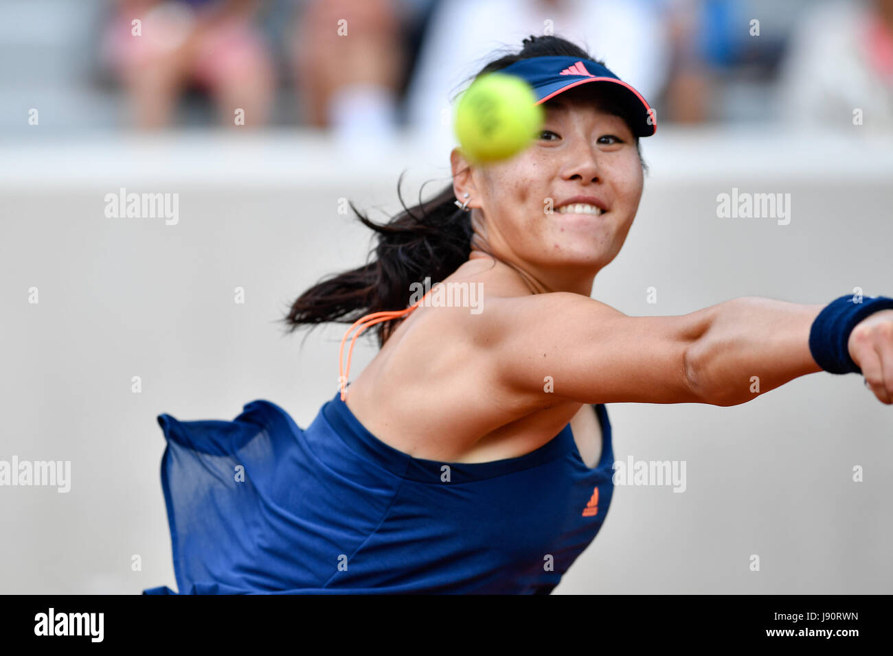 Paris. 30th May, 2017. Duan Yingying of China returns the ball to