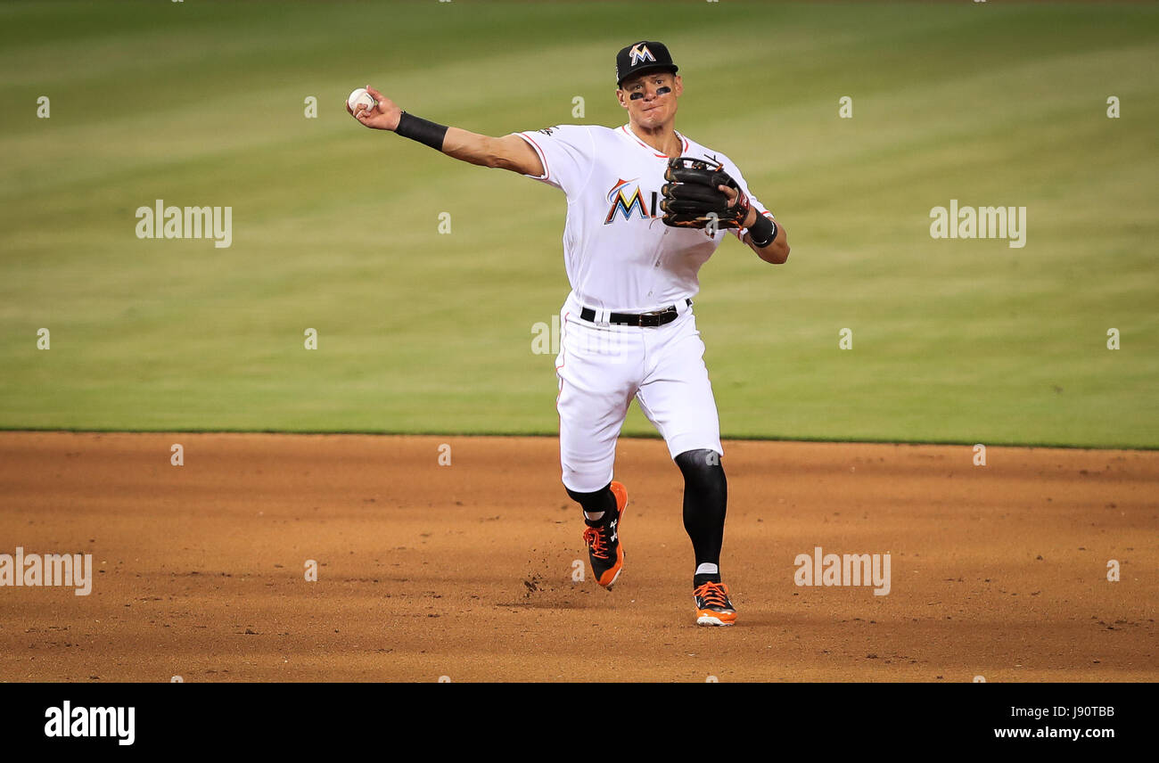 Miami, Florida, USA. 30th May, 2017. Miami Marlins third baseman Derek ...