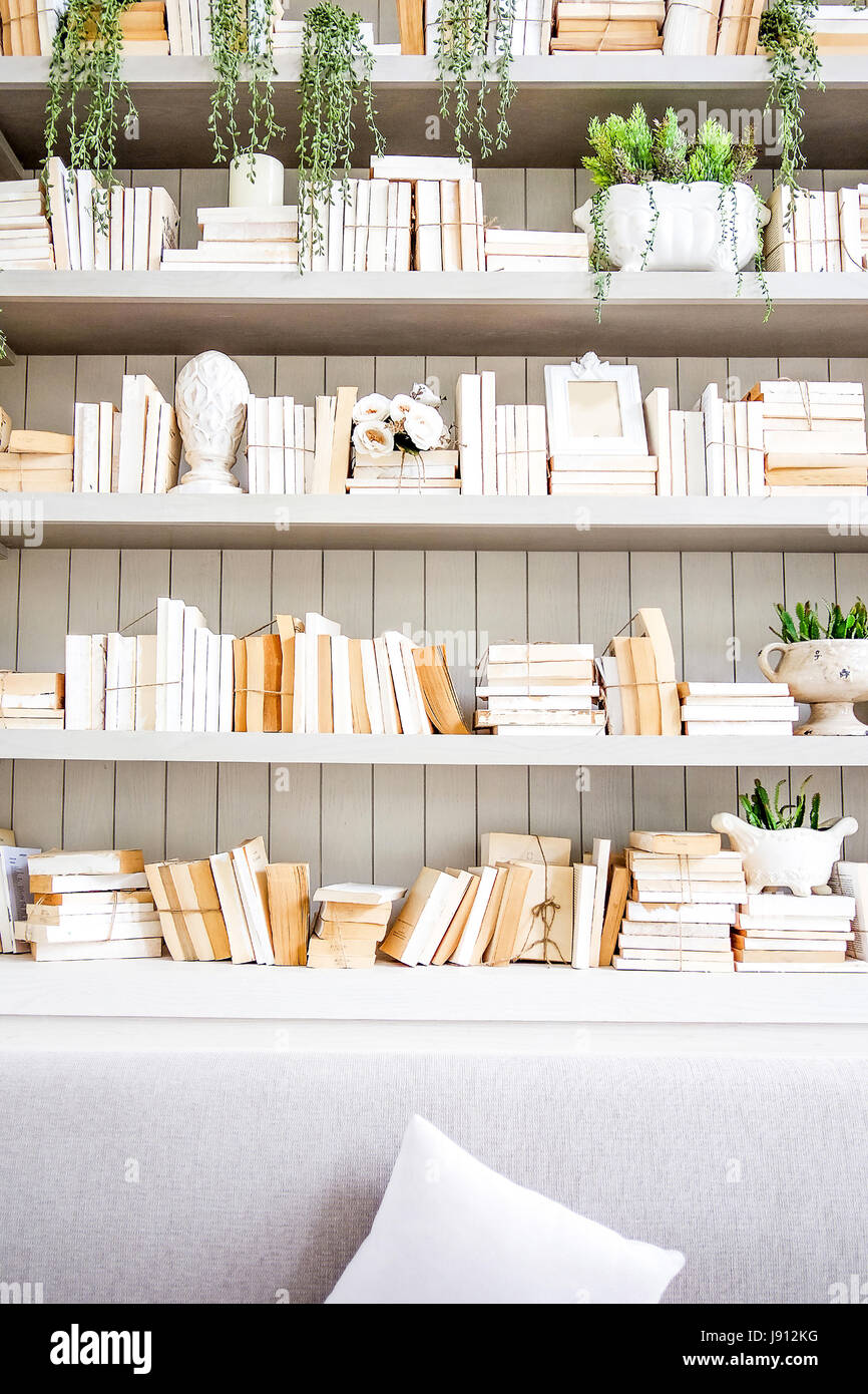 Vintage reading room with old books Stock Photo Alamy