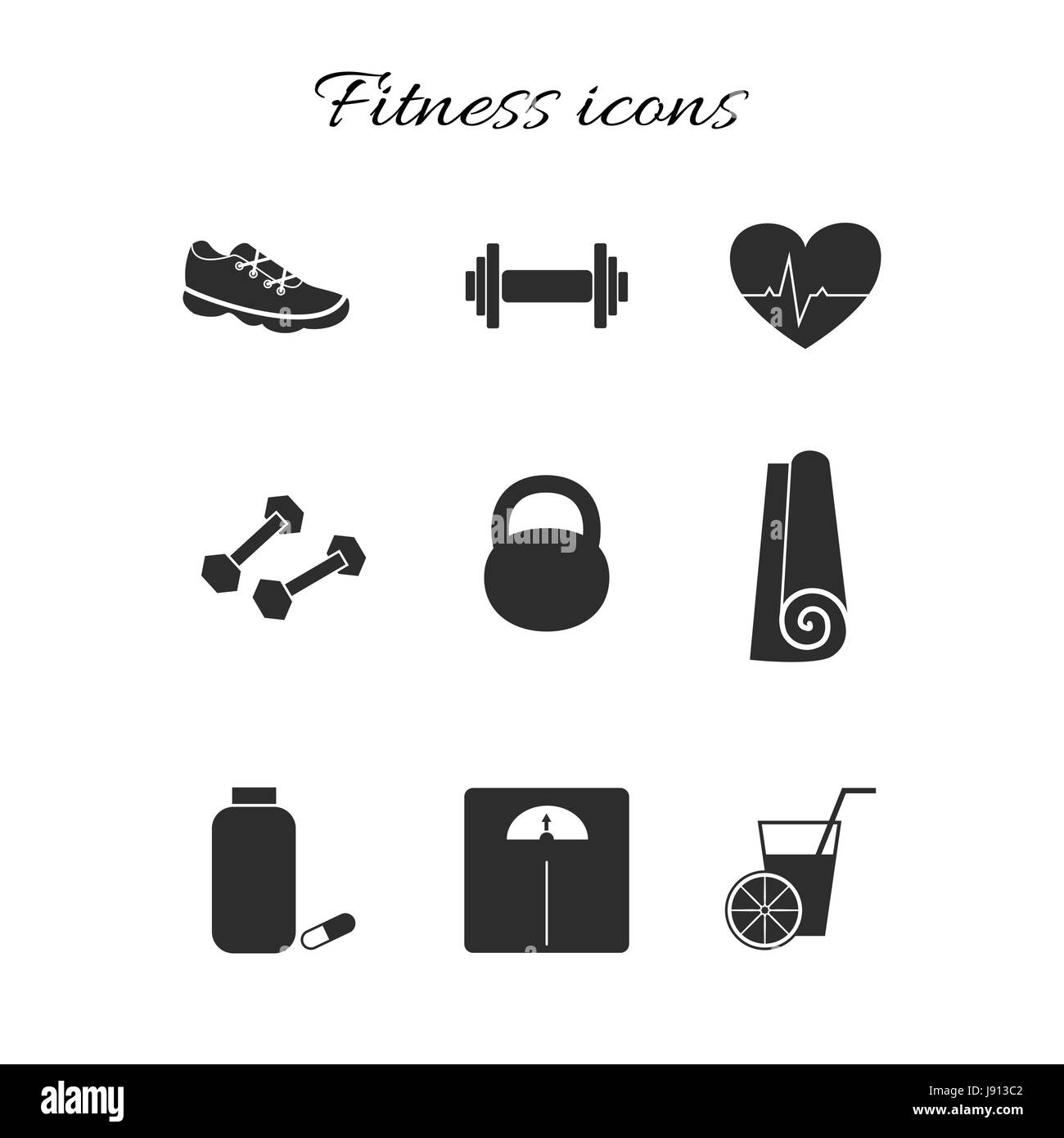 Healhty fitness icon. Flat sport pictogram for web. Line stroke. Simple gym  and diet symbols in stack isolated on white background. Outline icon vecto  Stock Photo - Alamy