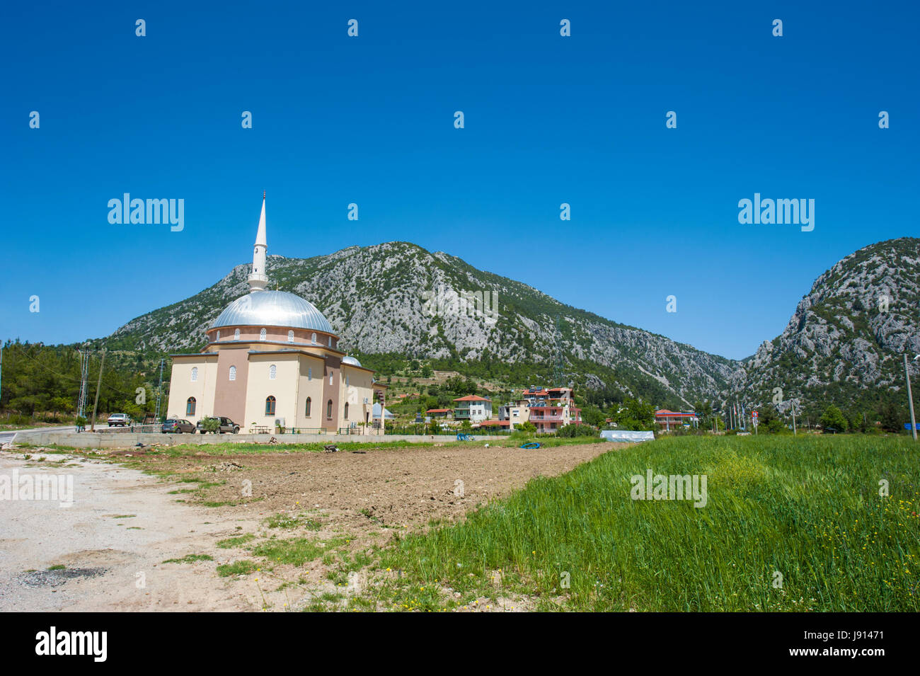 A newly built mosque in Antalya province of Turkey. Stock Photo