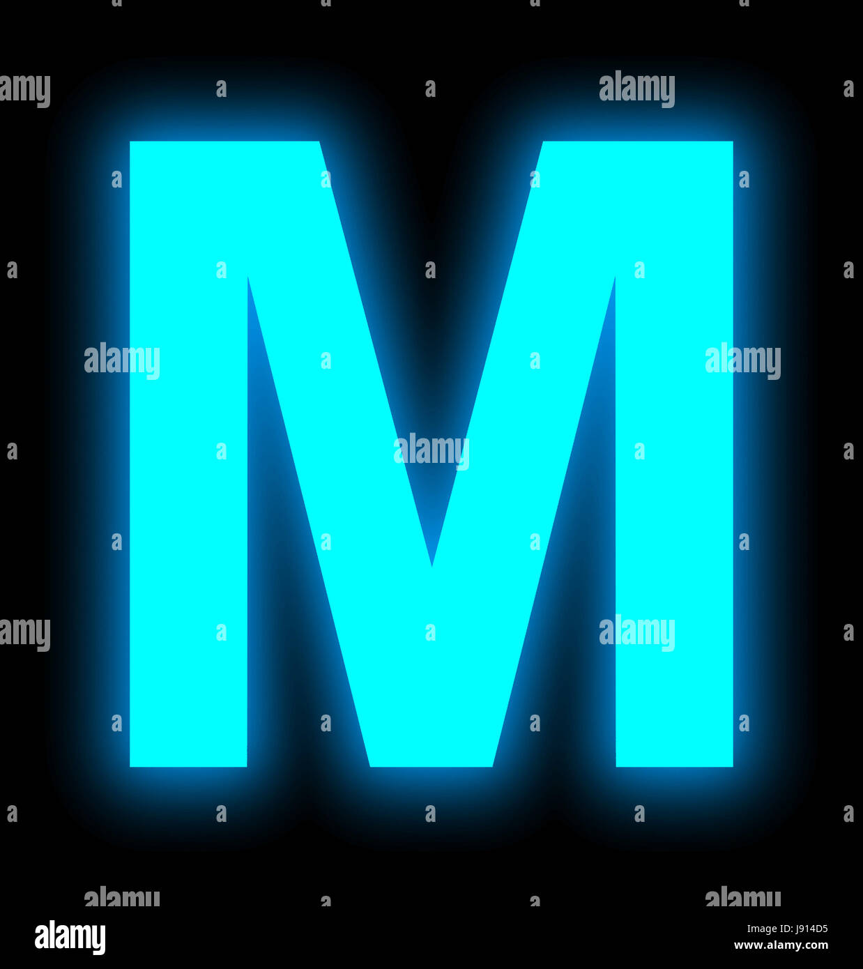 letter M neon light full isolated on black background Stock Photo - Alamy