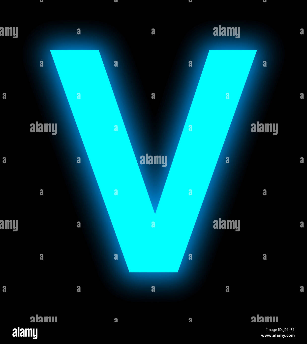 letter V neon light full isolated on black background Stock Photo - Alamy