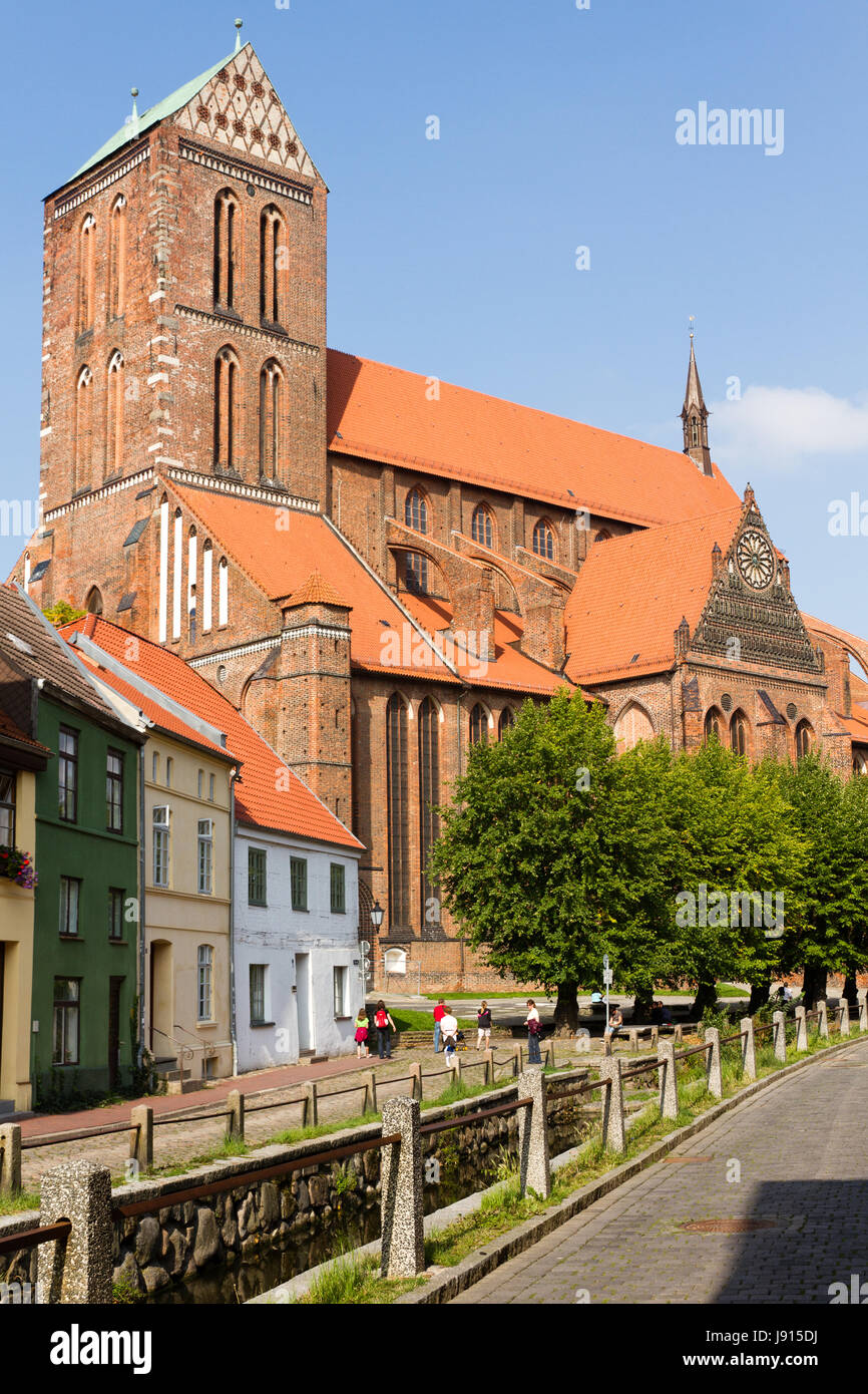 church, cathedral, old town, Hanseatic city, hanse, blue, historical, church, Stock Photo