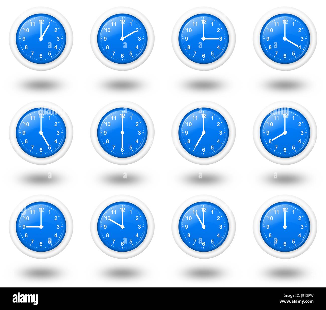 clock, date, time, time indication, illustration, watch, glossy, set