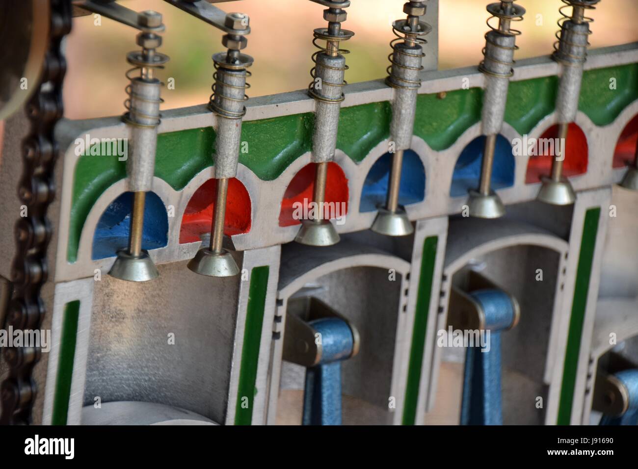 Model of the gasoline combustion engine that shows inside of the