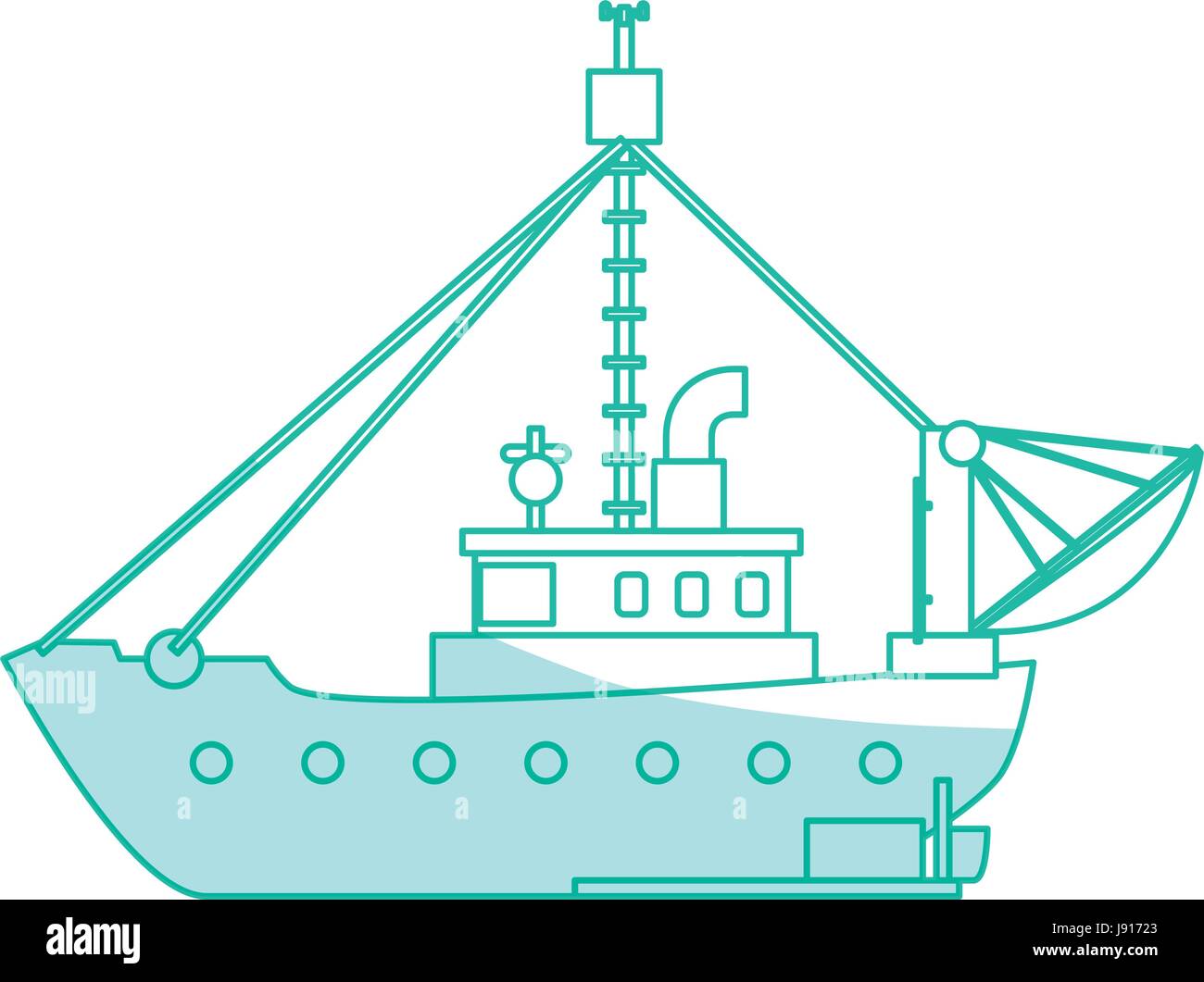 Blue and white fishing trawler Stock Vector Images - Alamy