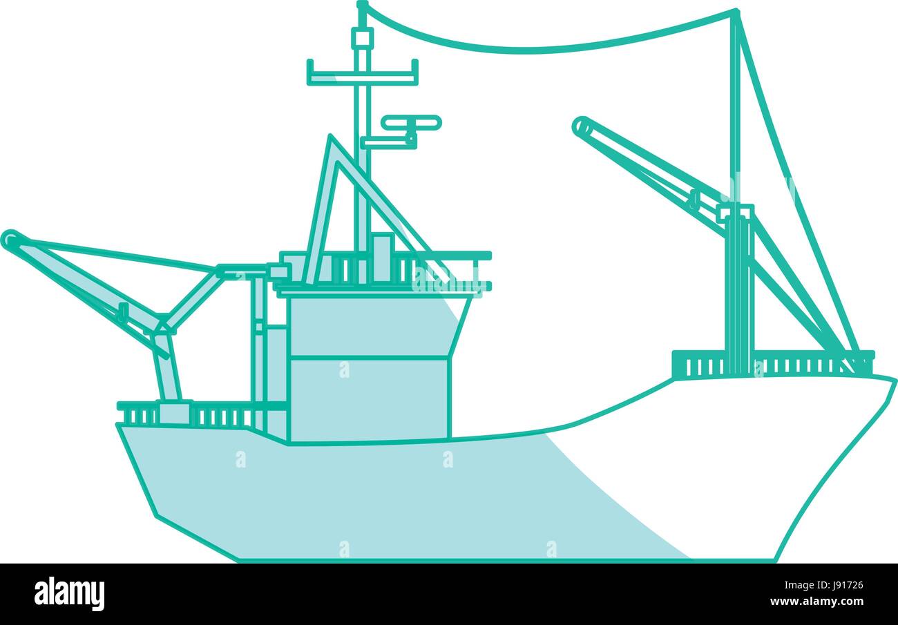 Blue and white fishing trawler Stock Vector Images - Alamy