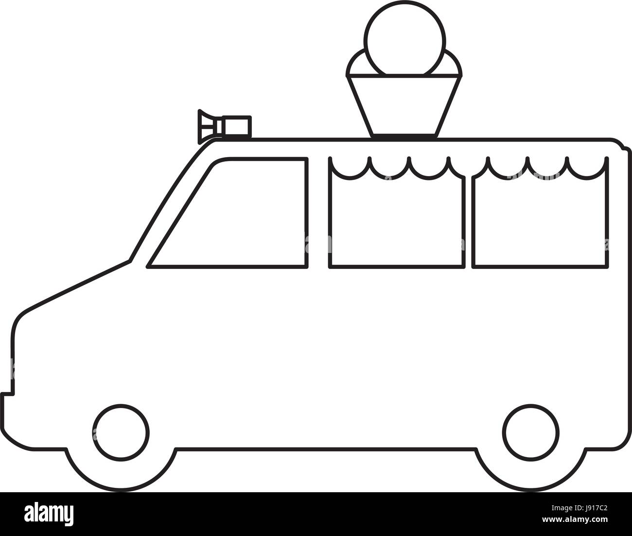 Ice cream van black and white Stock Vector Images Alamy