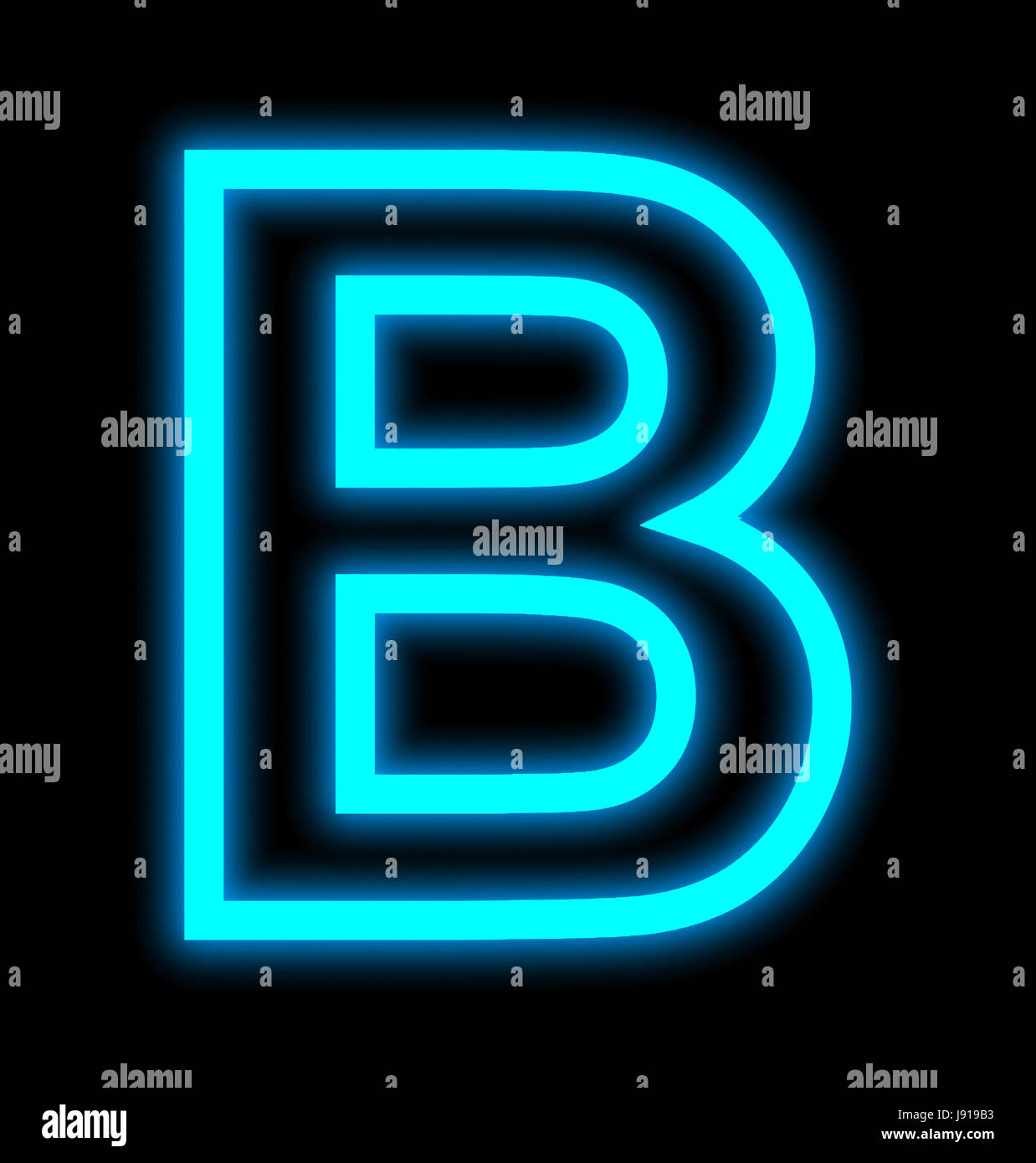 letter B neon lights outlined isolated on black background Stock Photo ...