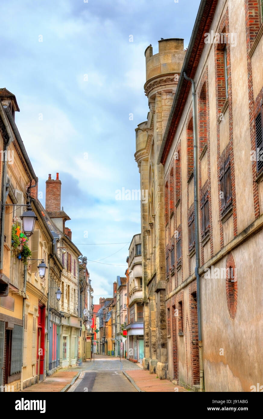 Street in the old town of Sens - France Stock Photo
