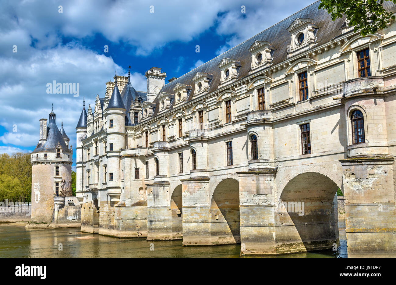 Chateau de Chenonceau on the Cher River - France Stock Photo