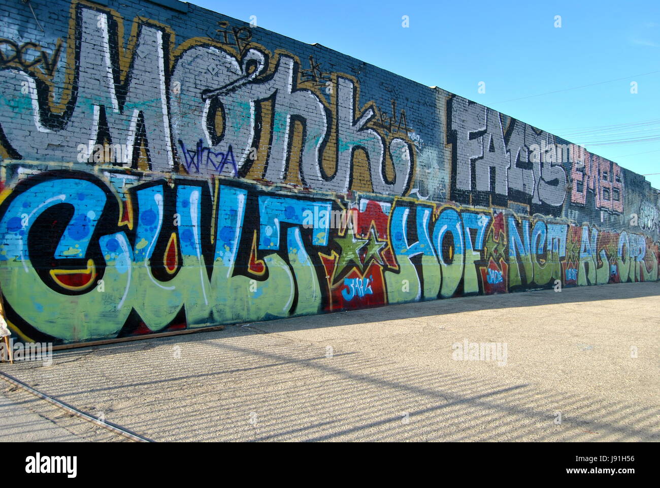 Graffiti covered wall, Los Angeles, California, USA Stock Photo