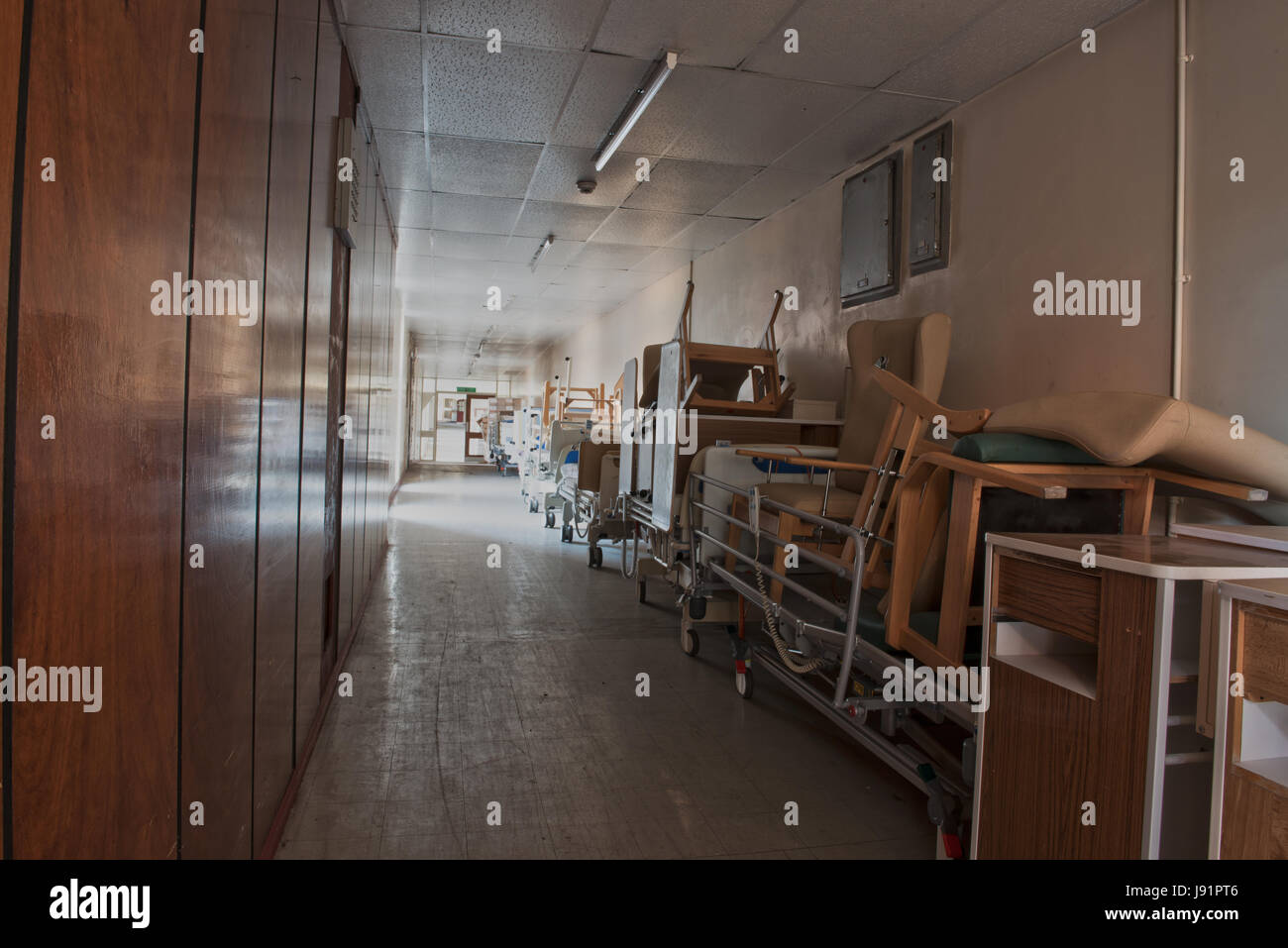 Permission visit to the unused section of Saint Cadoc's Hospital, Caerleon, on the northern outskirts of Newport, South Wales, UK Stock Photo