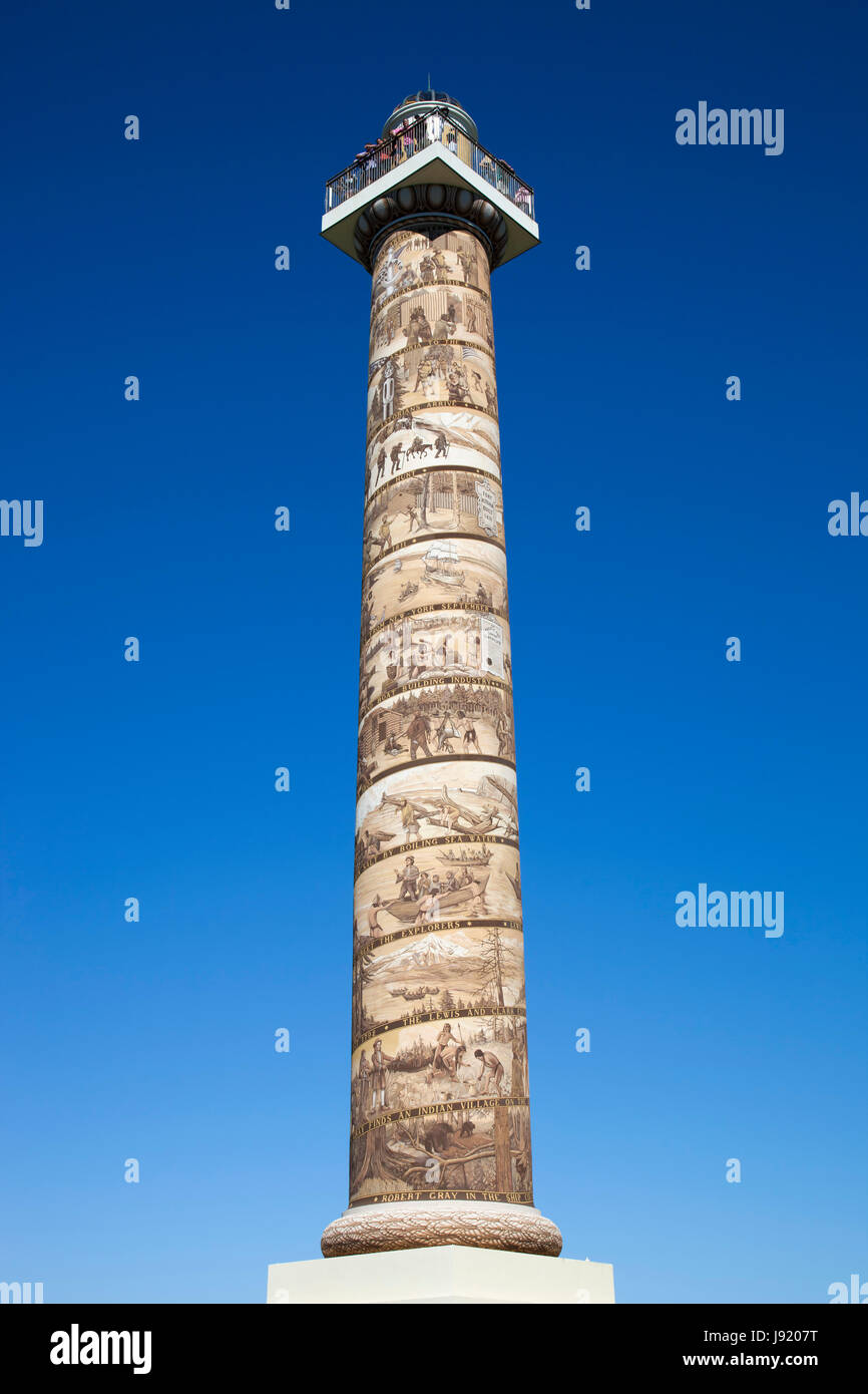 Astroia Column Astoria Column, Astoria, Oregon, USA, America Stock Photo - Alamy