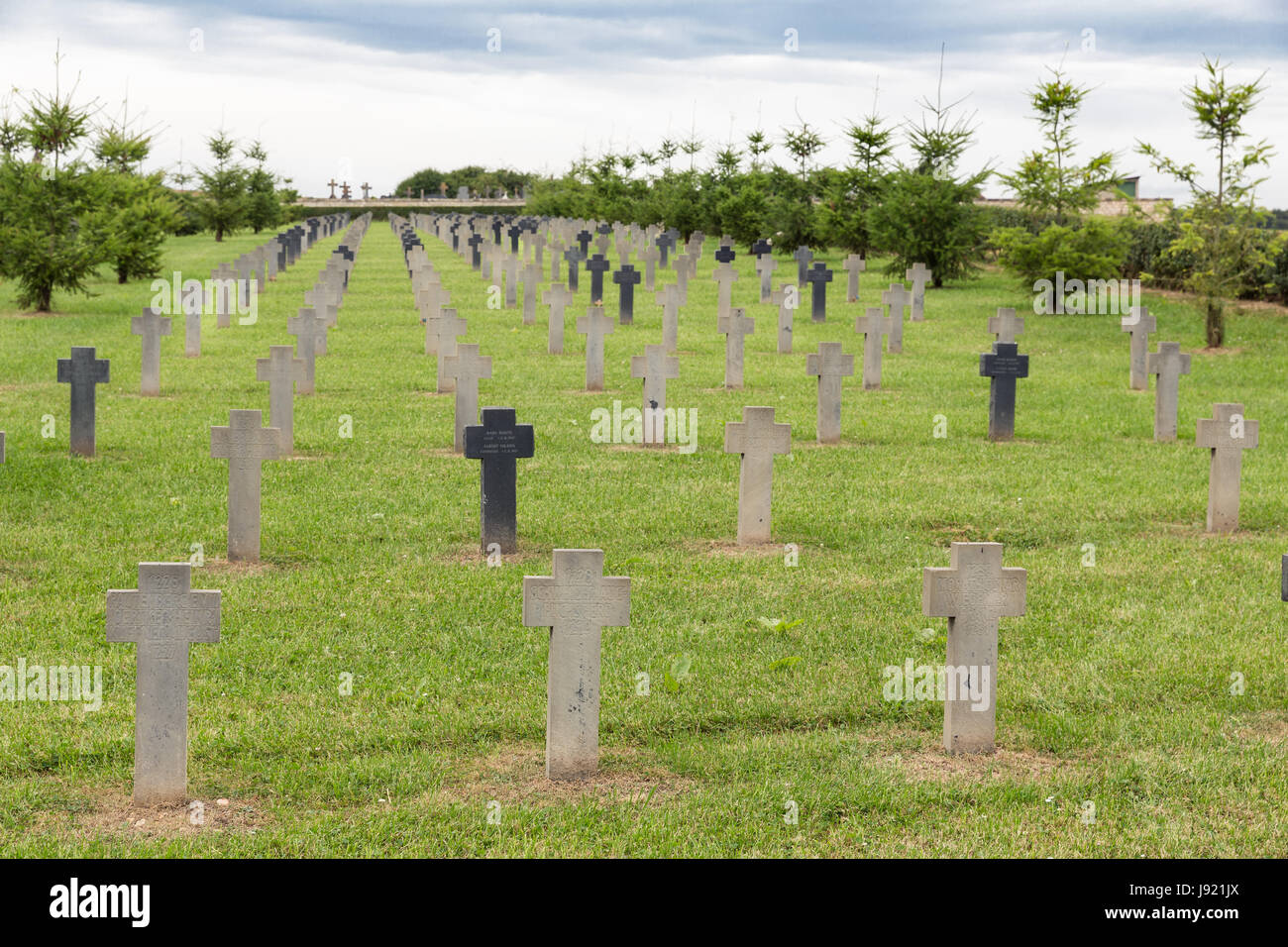 VERDUN, FRANCE - AUGUST 19, 2016: German cemetery near Romagne-sous-Faucon for First World War One soldiers who died at Battle of Verdun Stock Photo
