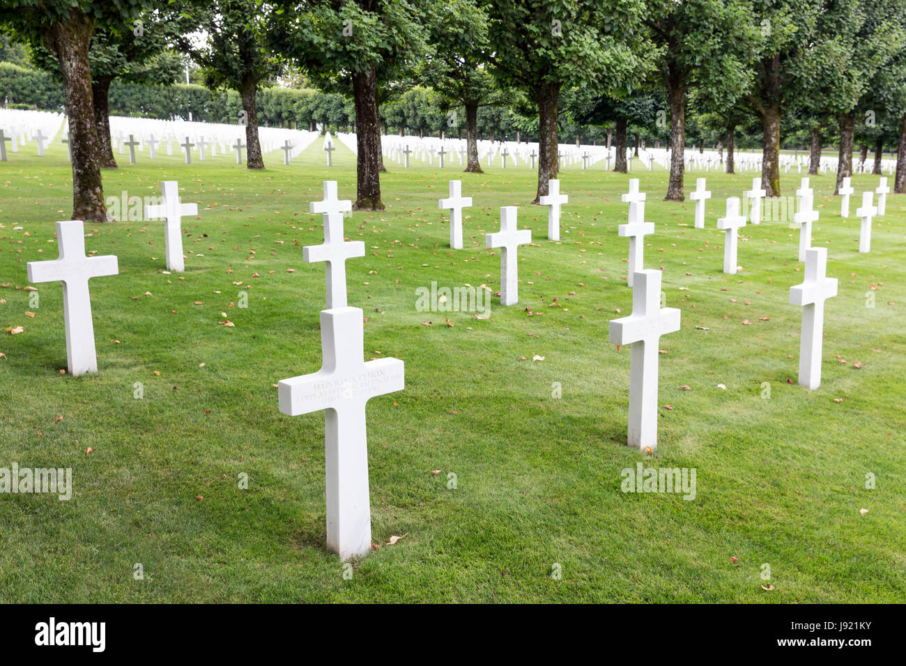 VERDUN, FRANCE - AUGUST 19, 2016: American cemetery near Romagne-sous-Faucon for First World War One soldiers who died at Battle of Verdun Stock Photo