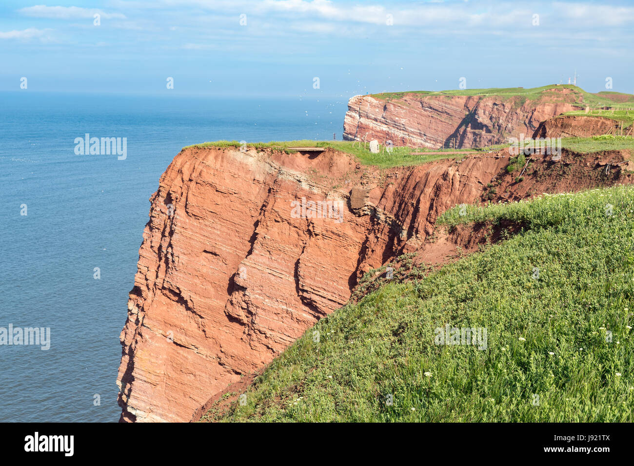 Red cliffs at German island Helgoland in the Northsea Stock Photo