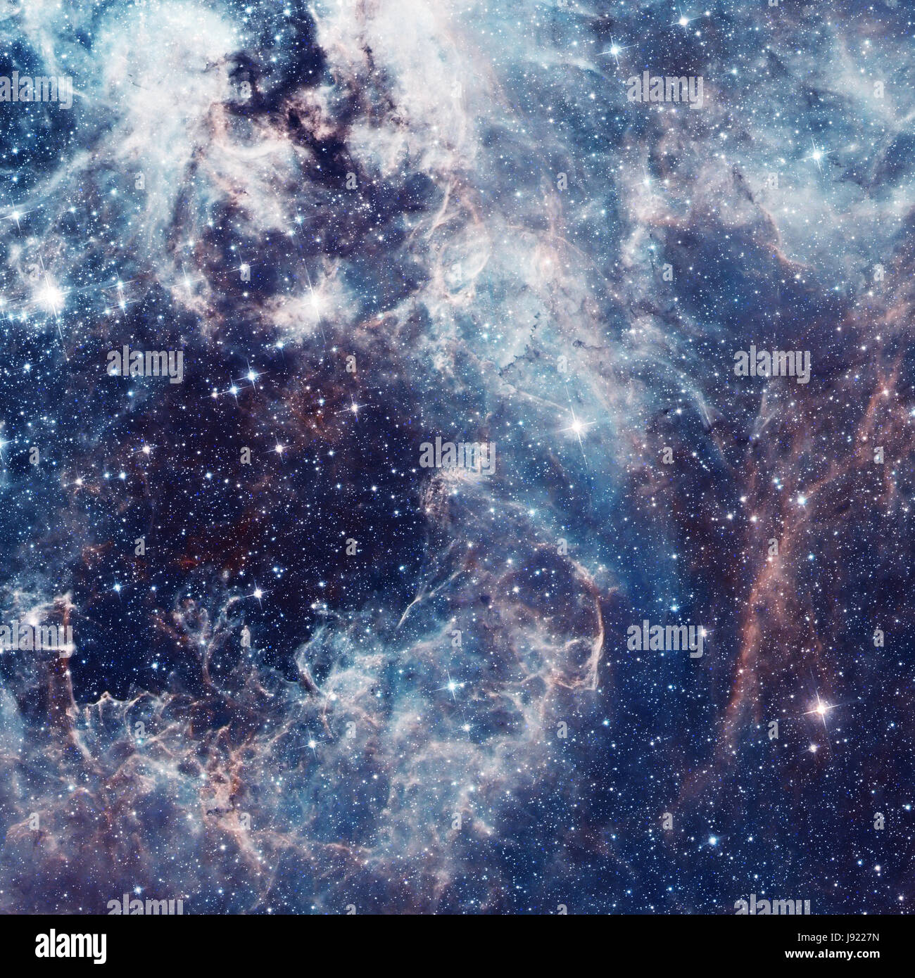 Galaxy illustration, space background with stars, nebula, cosmos clouds Stock Photo