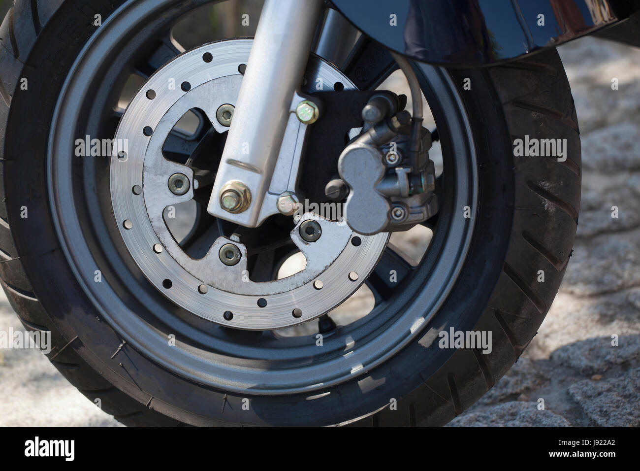 Scheibenbremse an einem Motorrad Stock Photo