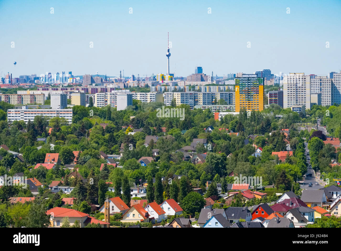 Skyline of Berlin from IGA 2017 International Garden Festival (International Garten Ausstellung) in Berlin, Germany Stock Photo