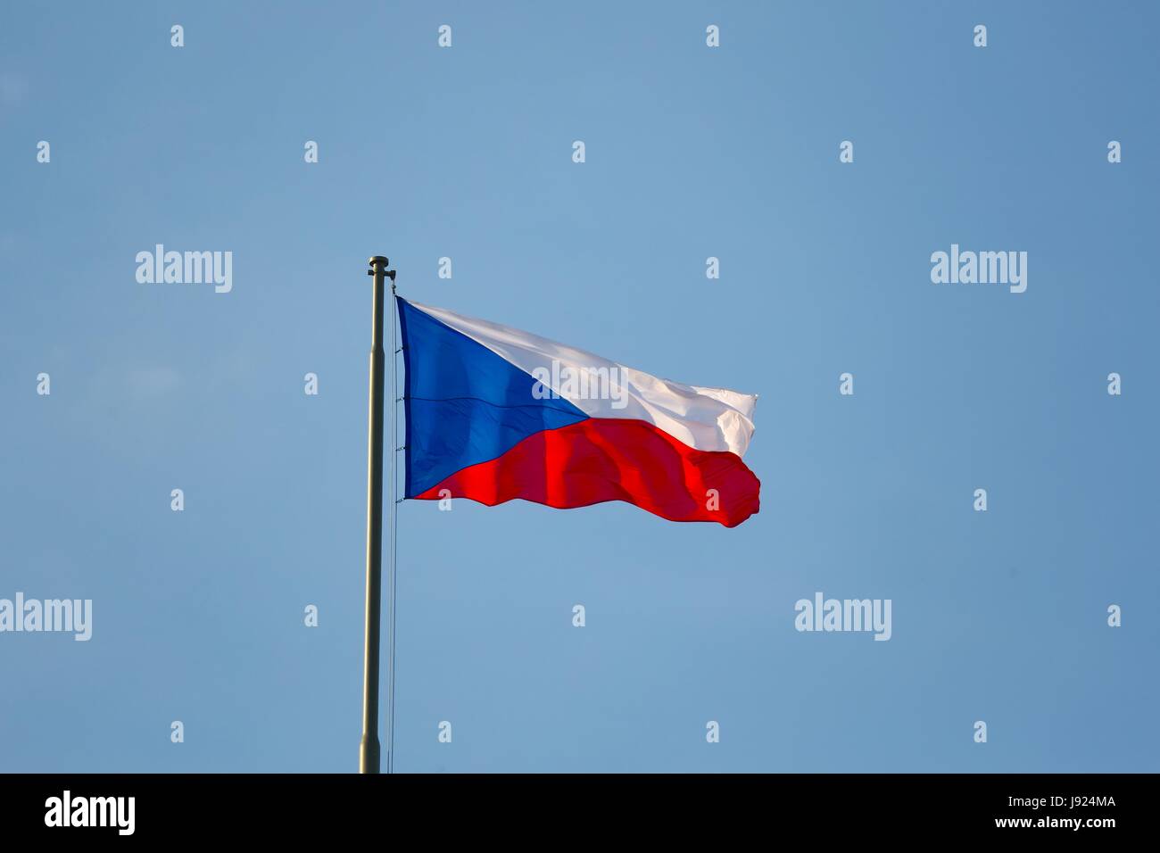 Czech Flag In The Wind Stock Photo
