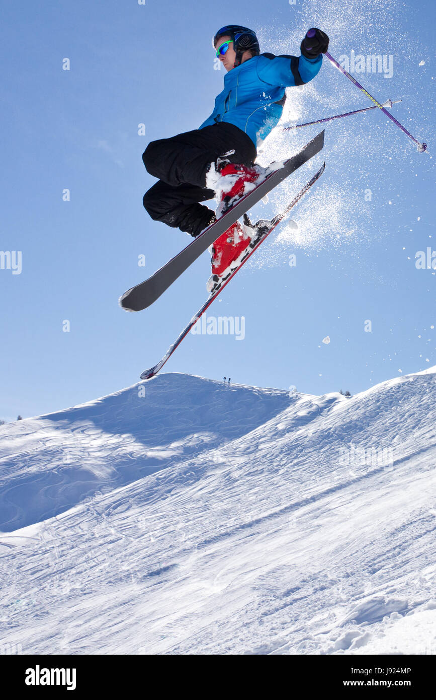 skier in a high jump Stock Photo