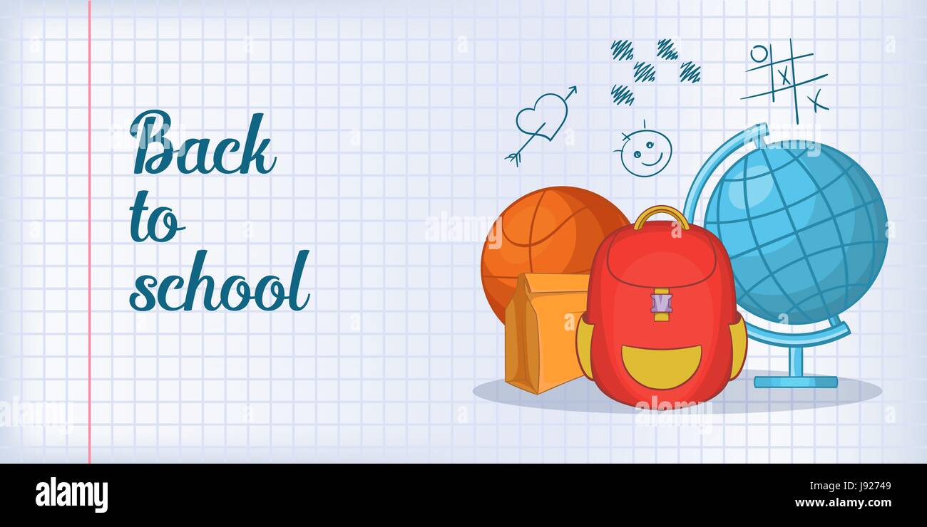 Back school banner horizontal man, cartoon style Stock Vector Image ...