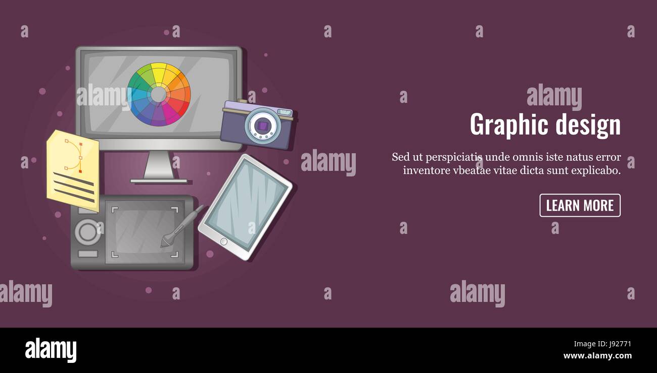 Graphic tools banner horizontal man, cartoon style Stock Vector Image ...