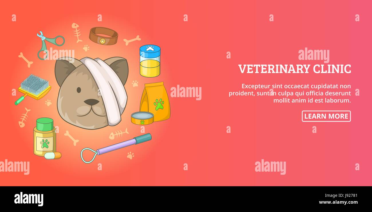 Vet Clinic Banner Horizontal Man Cartoon Style Stock Vector Art