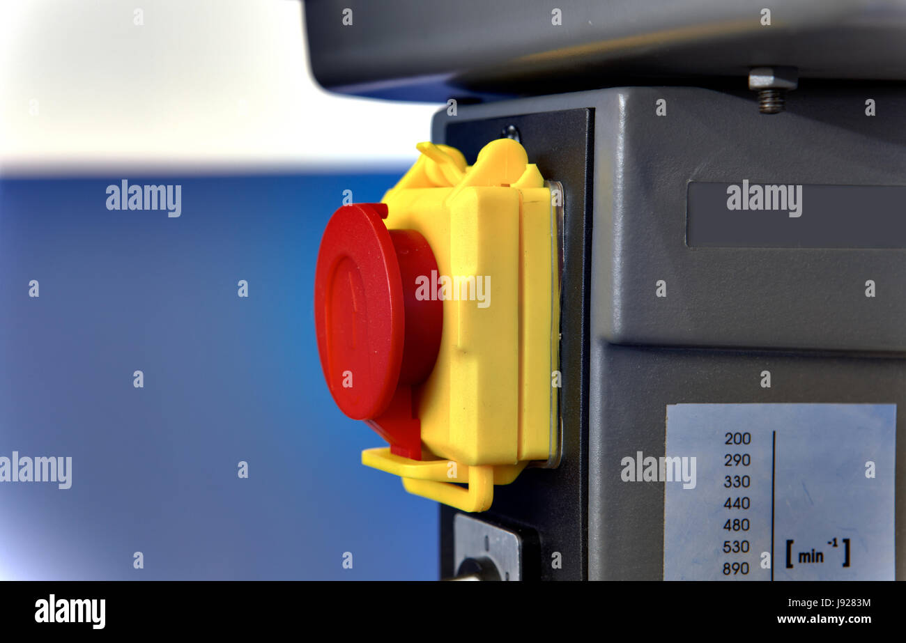 ac outlet on an industrial column drill Stock Photo