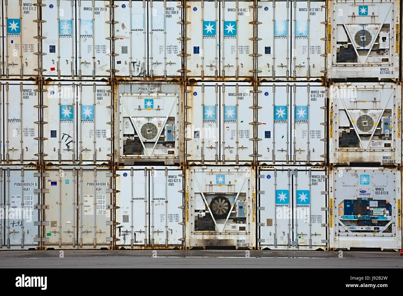 Stacked Refigerated Containers Stock Photo