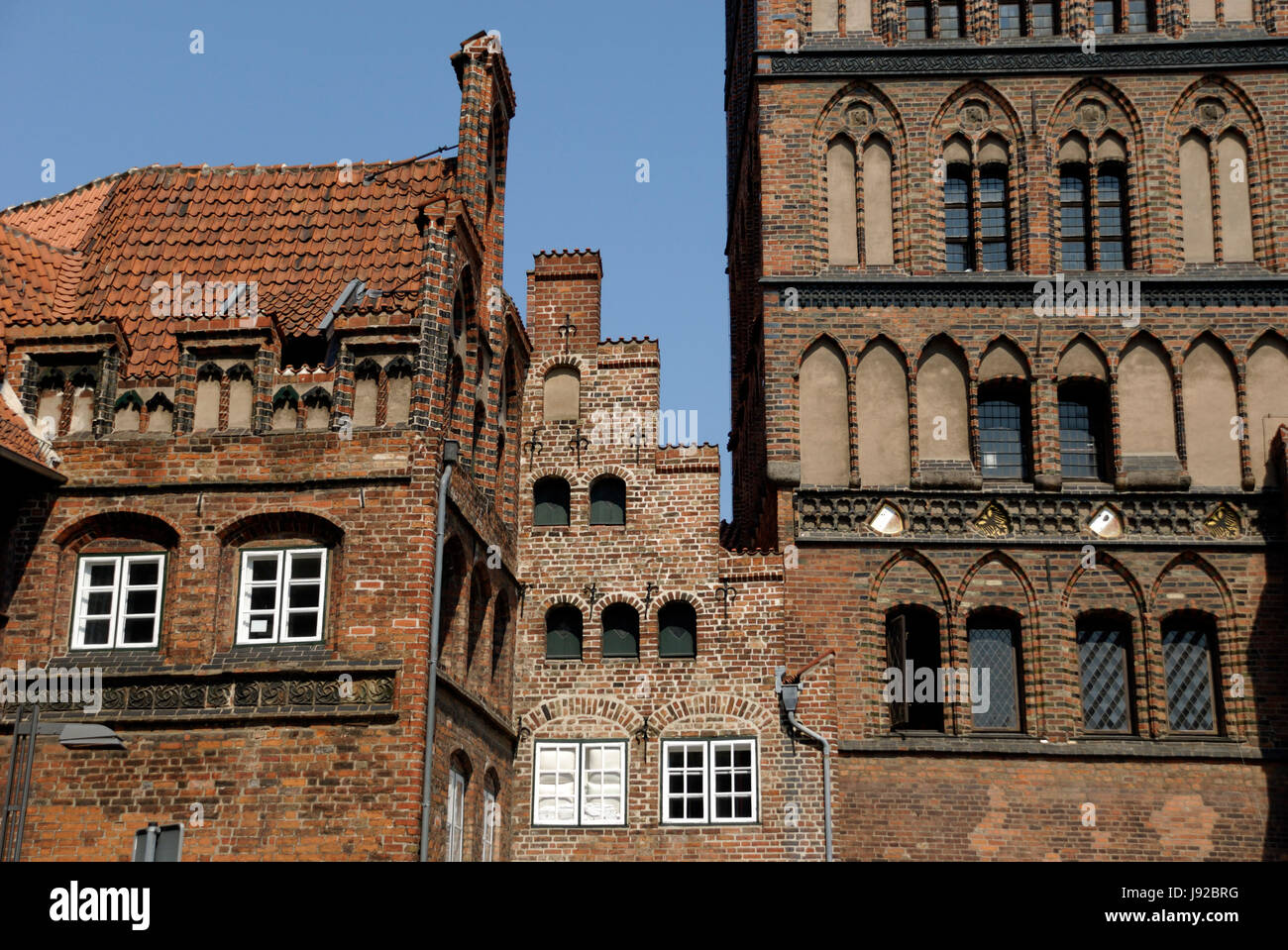germany, german federal republic, castle gate, luebeck, blue, house ...