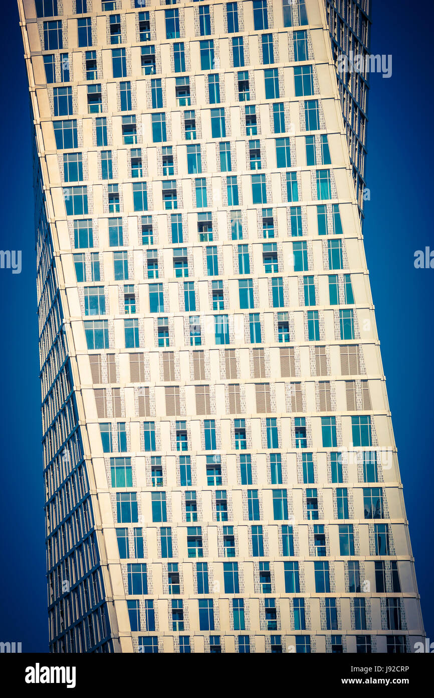 Modern architecture abstract, Dubai Cayan twisted tower Stock Photo