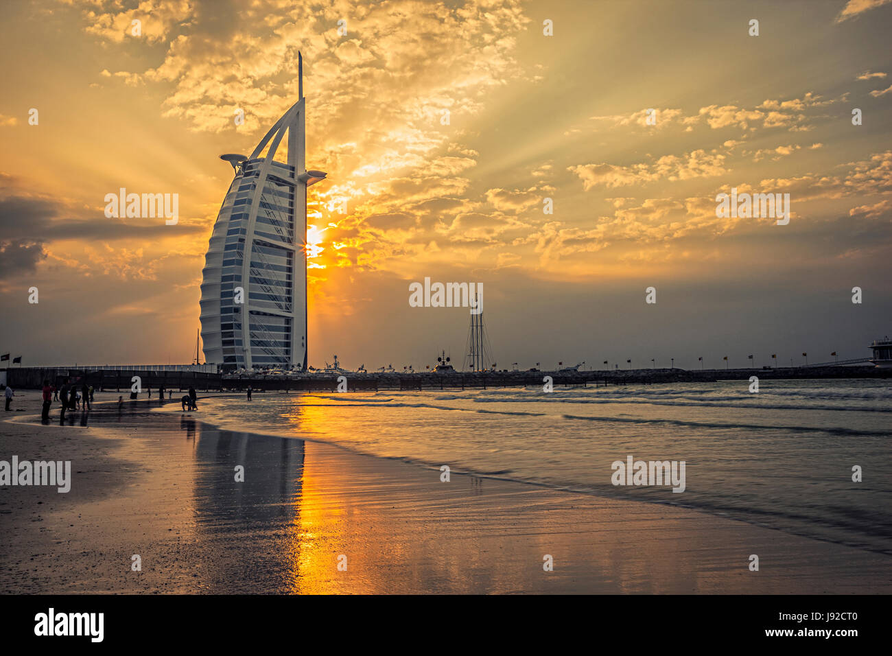 BUrj al Arab at sunset Stock Photo