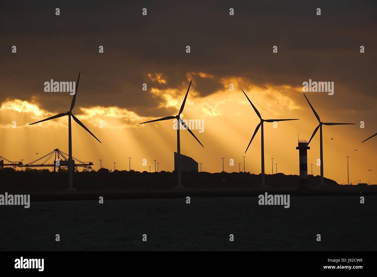 Wind power turbines Stock Photo