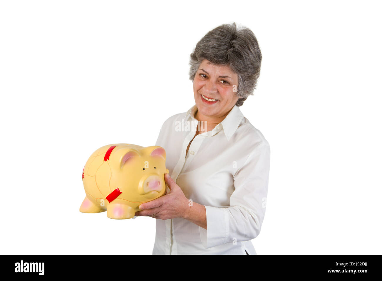senior with piggy bank Stock Photo - Alamy