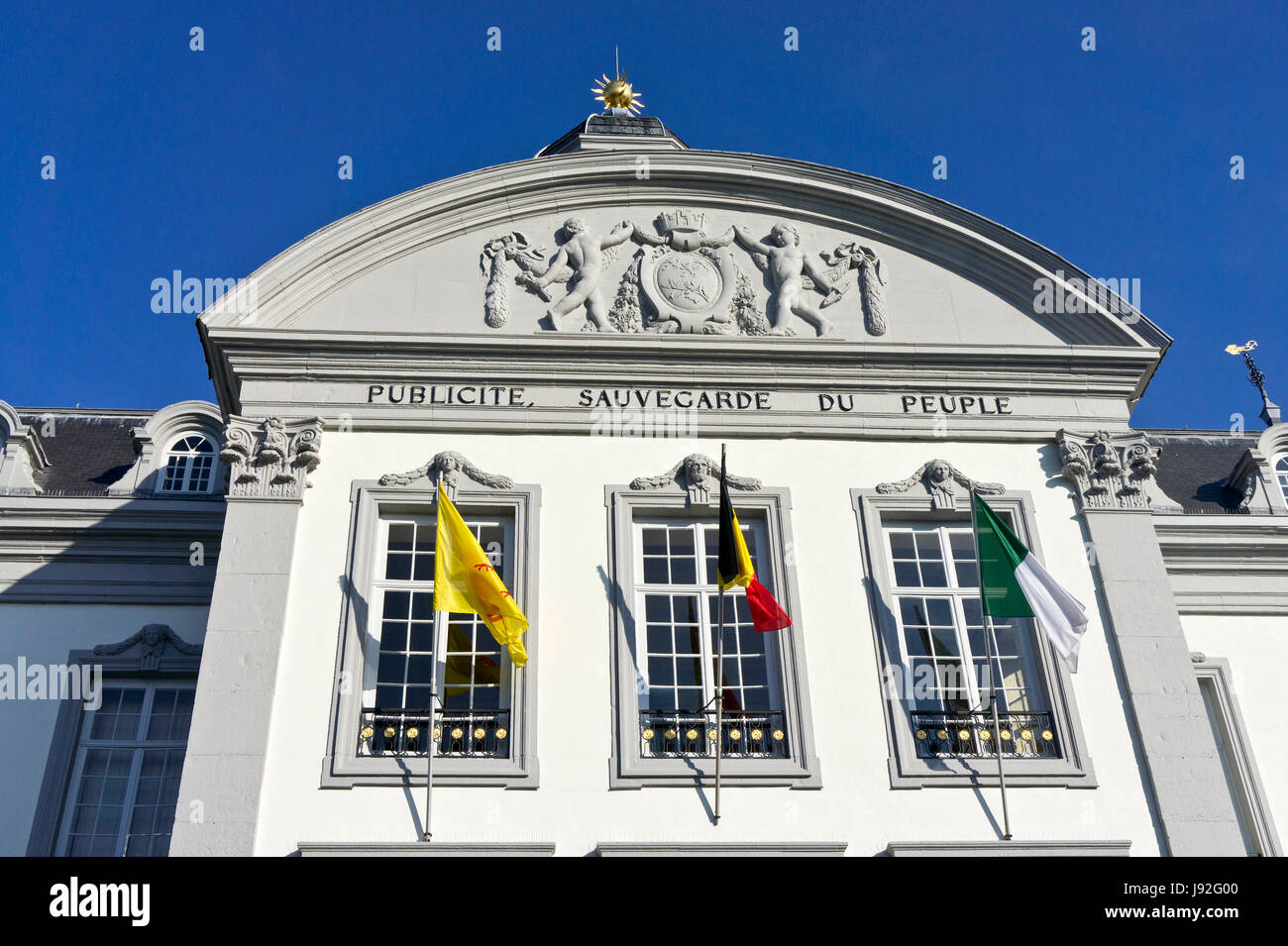 historical, city, town, town hall, belgium, style of construction, Stock Photo