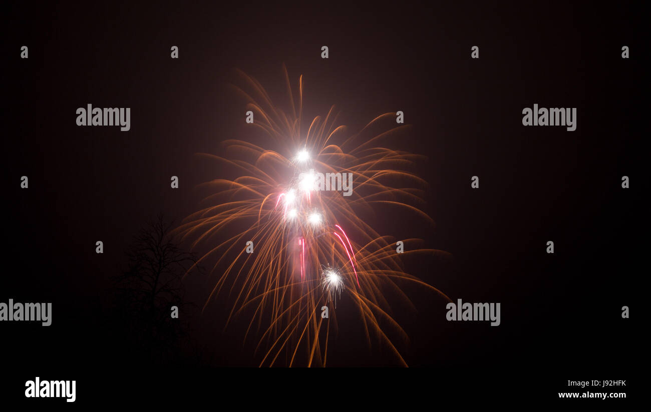 long-term exposure, silvester, New Years eve, new year, rocket, cheers, Stock Photo