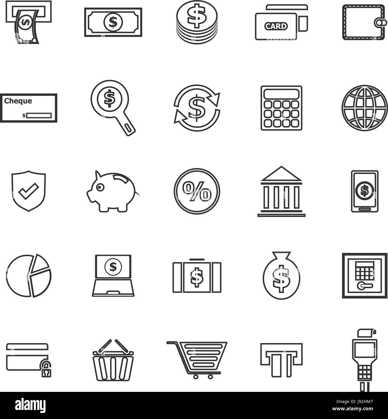 Payment line icons on white background, stock vector Stock Vector Image ...