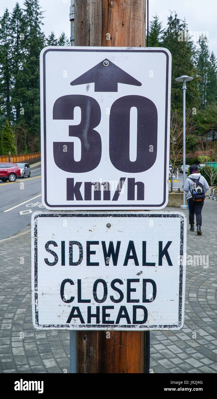 Speed limit in the city of Vancouver CANADA Stock Photo Alamy