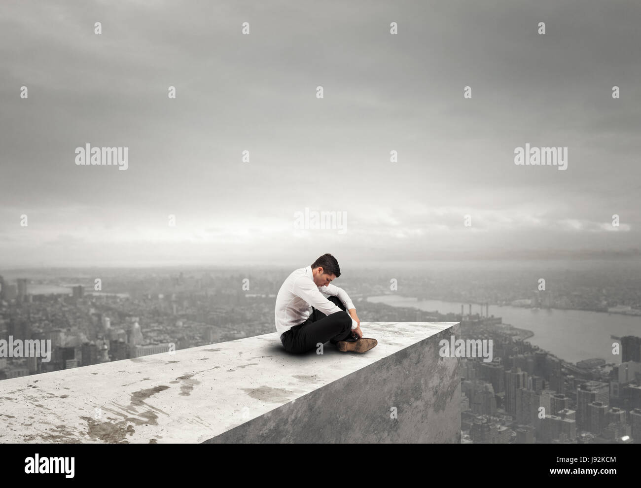 Alone desperate businessman. solitude and failure concept Stock Photo