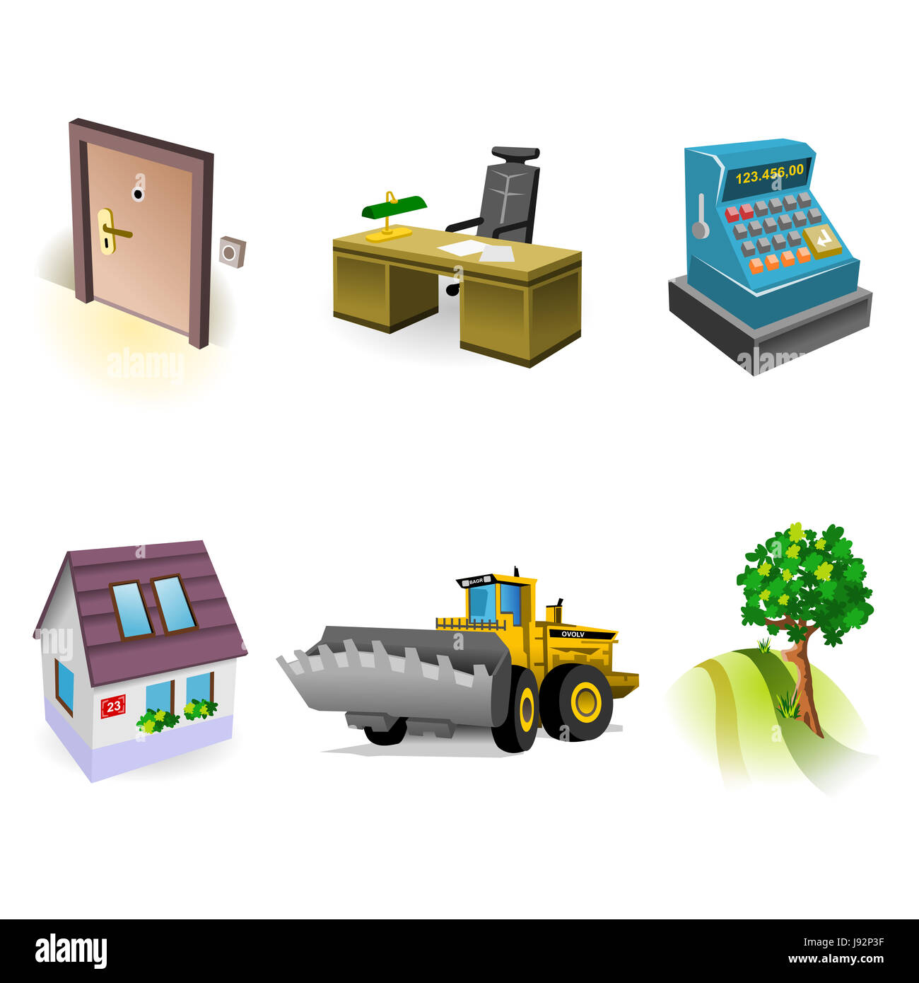 House Building Desk Tree Hill Door Real Cashier Excavator