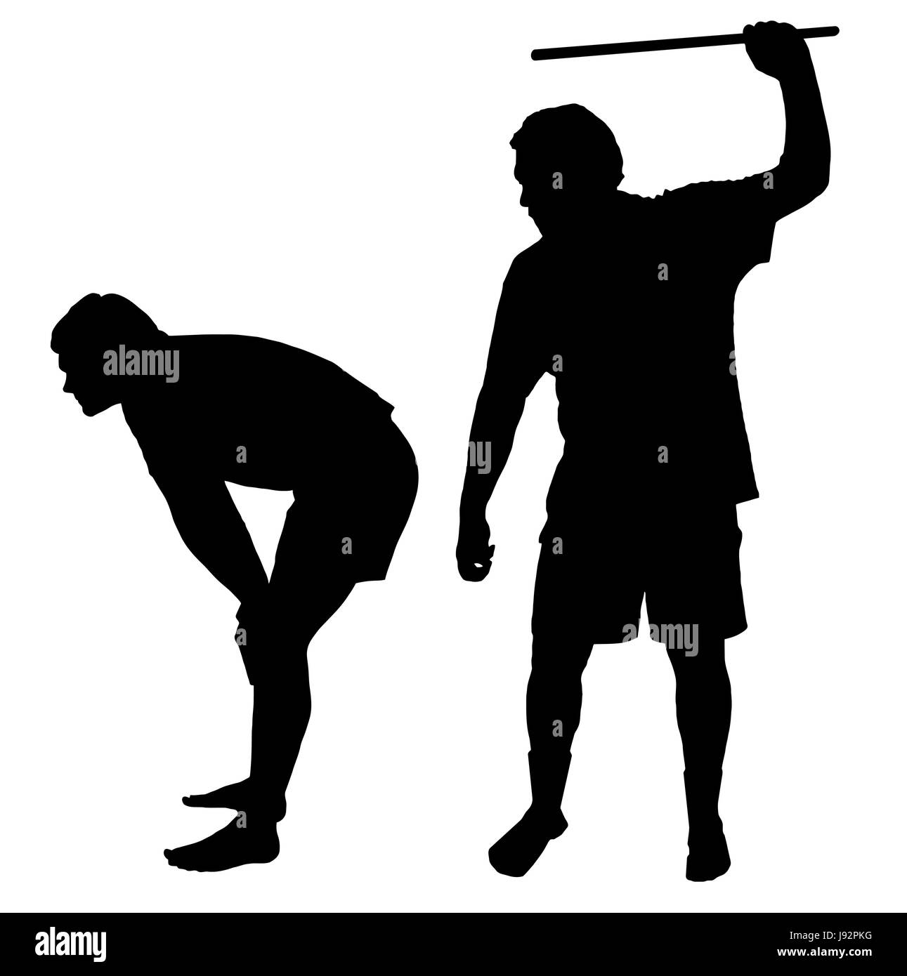 Silhouette of a man applying corporal punishment on teenage boy Stock Vector Image and image