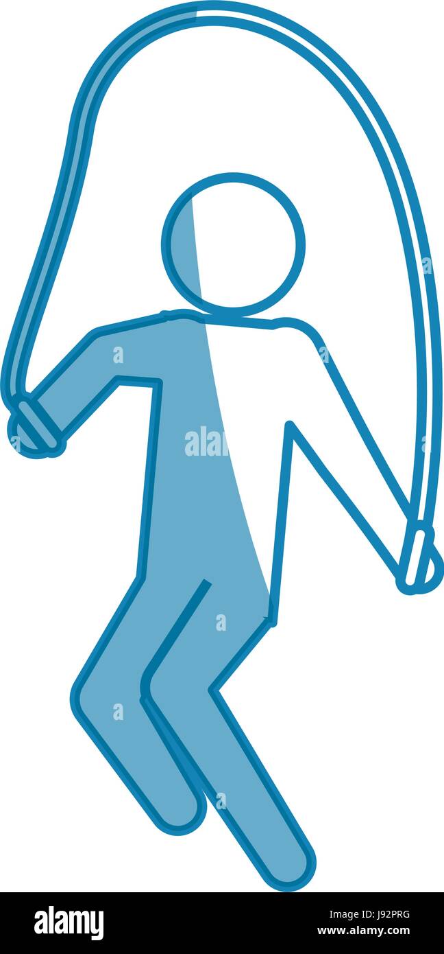 blue line pictogram man jumping rope workout Stock Vector Image & Art ...