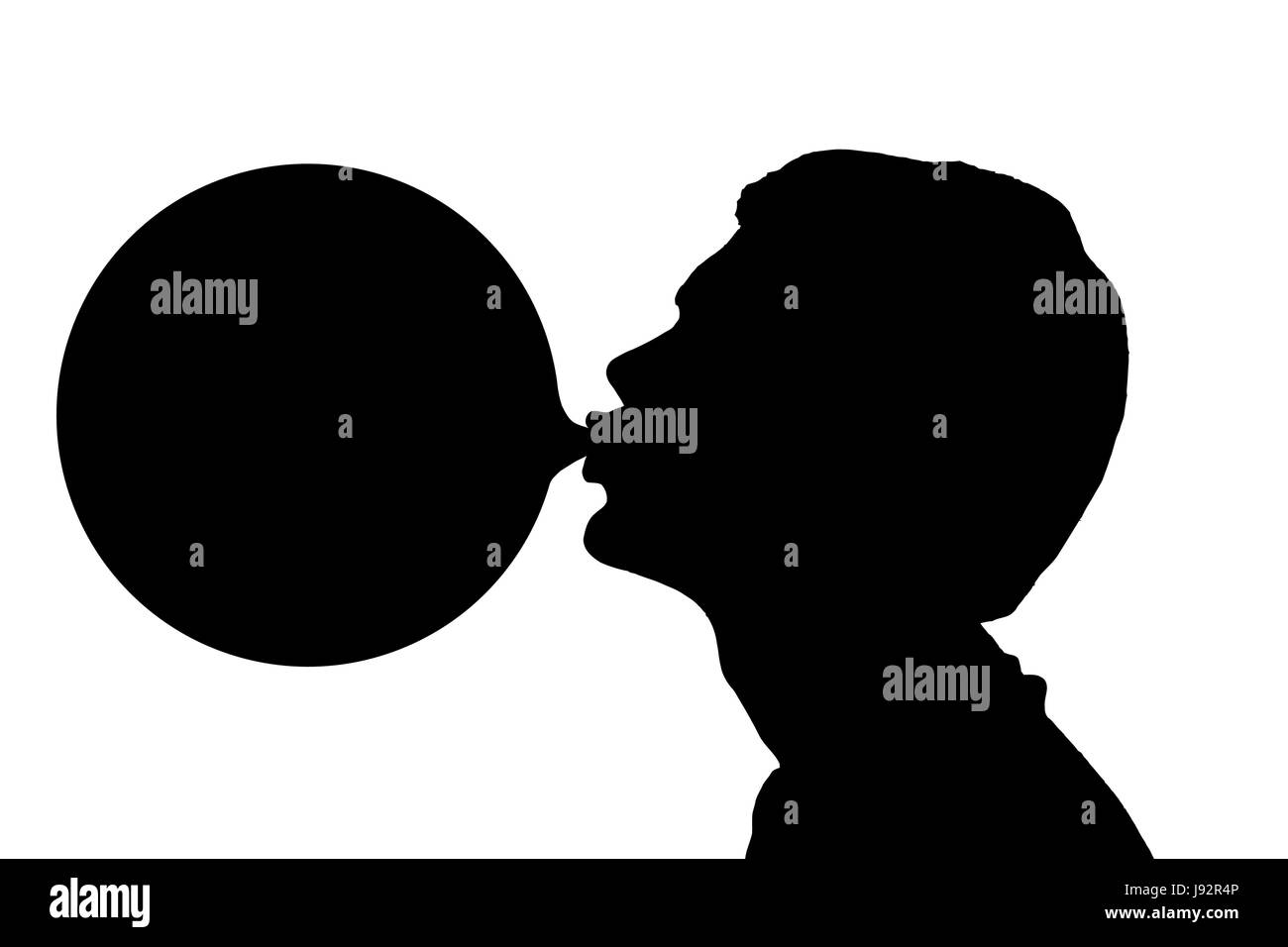 Silhouette of a teenage boy blowing huge bubble Stock Vector