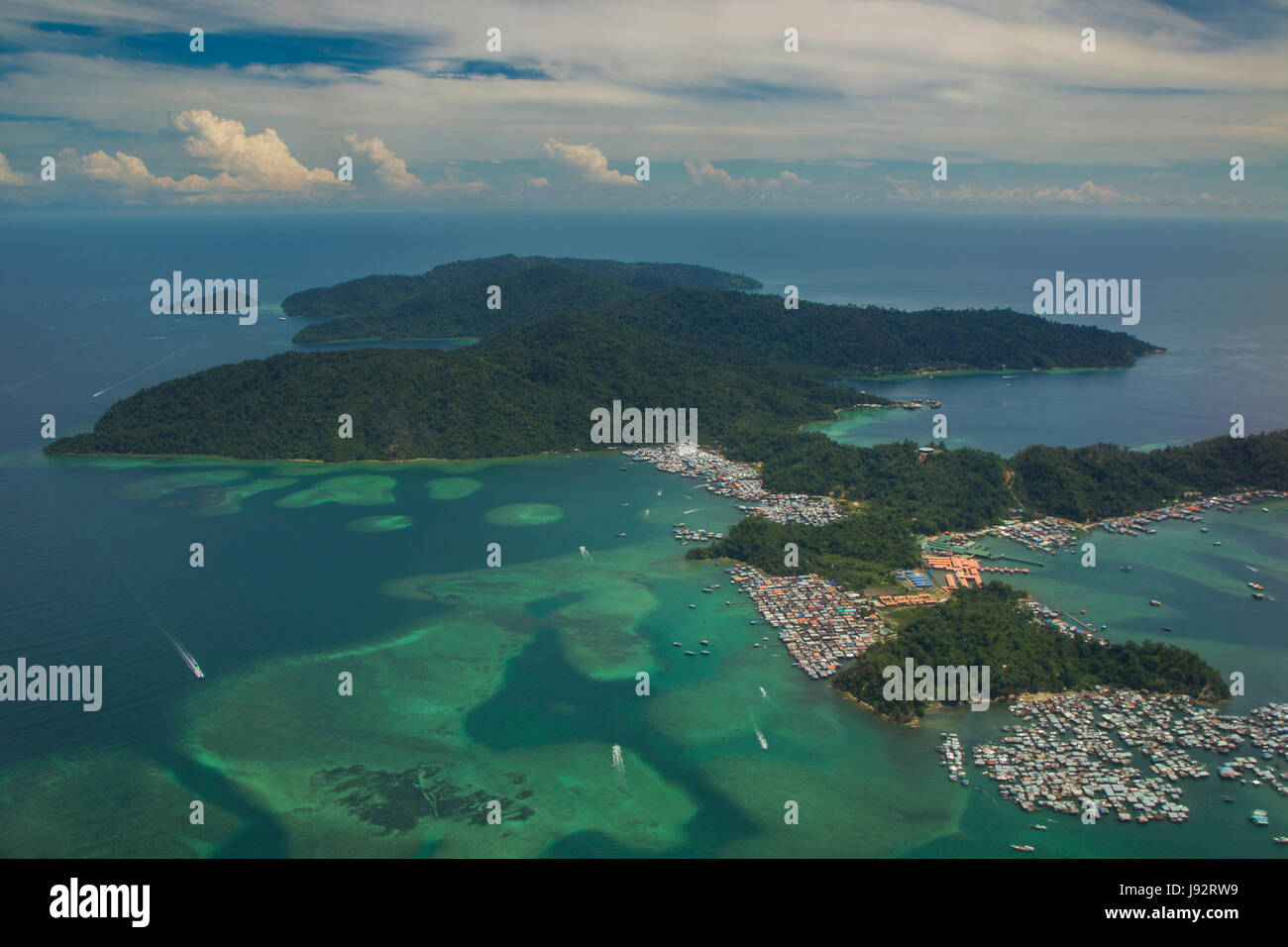Aerial view of Gaya Island, Kota Kinabalu Stock Photo
