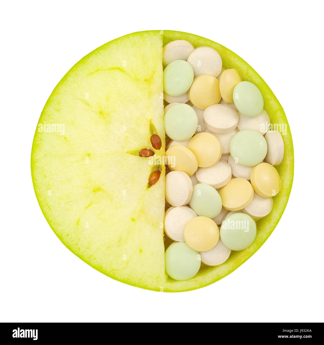 vitamins, vitamines, fruit, pills, cut out, apple, pill, cut it out, close, Stock Photo