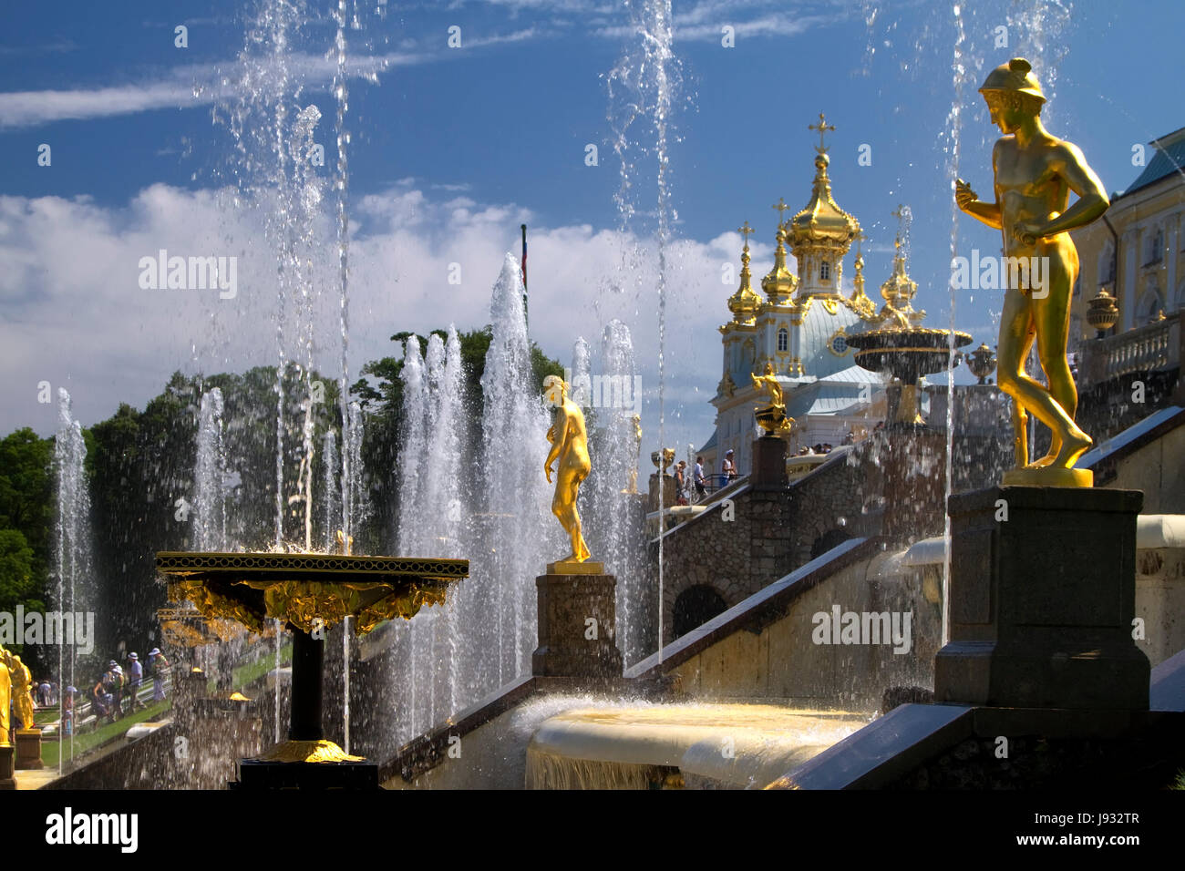 travel, history, palace, russia, fountains, travel, art, culture, famous, flow, Stock Photo